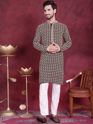 Men's Sequins Embroidered Kurta with Pyjama