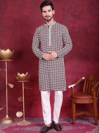 Men's Sequins Embroidered Kurta with Pyjama