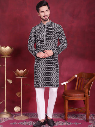 Men's Sequins Embroidered Kurta with Pyjama