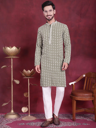 Men's Sequins Embroidered Kurta with Pyjama