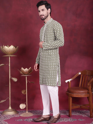 Men's Sequins Embroidered Kurta with Pyjama