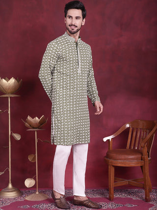 Men's Sequins Embroidered Kurta with Pyjama