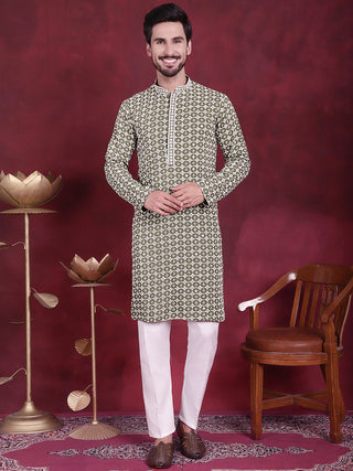 Men's Sequins Embroidered Kurta with Pyjama