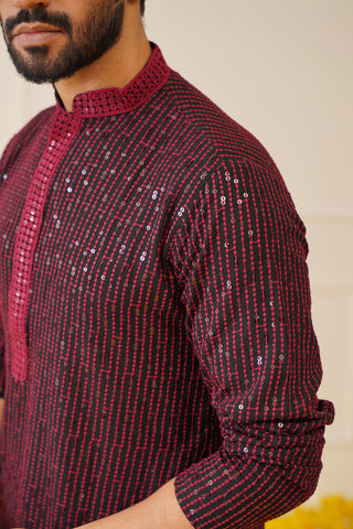 Men's Sequins Chikankari Embroidered Kurta with Pyjama