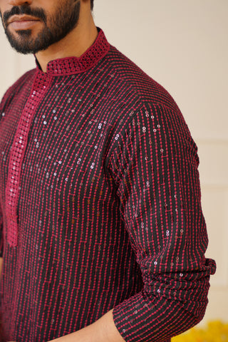 Men Sequins Chikankari Embroidered Kurta only