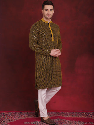 Men's Sequins Chikankari Embroidered Kurta with Pyjama