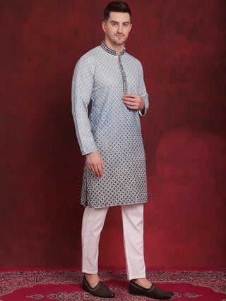 Men's Sequins Embroidered Kurta with Pyjama