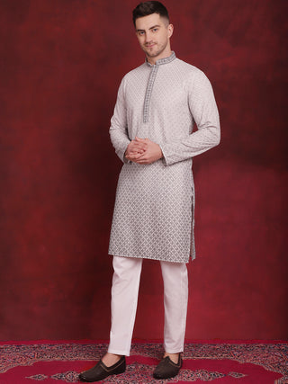 Men's Sequins Embroidered Kurta with Pyjama