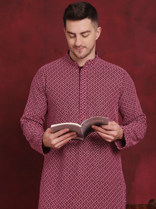 Men's Sequin Embroidered Pure Cotton Kurta with Pyjamas