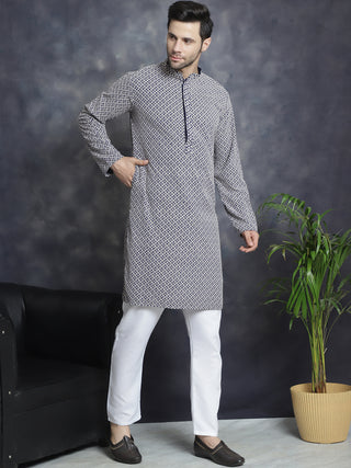 Sequin Embroidered Pure Cotton Kurta with Pyjamas