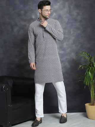 Sequin Embroidered Pure Cotton Kurta with Pyjamas