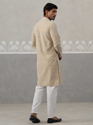 Sequin Chikankari Front Open Kurta With Pyjamas