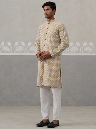 Sequin Chikankari Front Open Kurta With Pyjamas