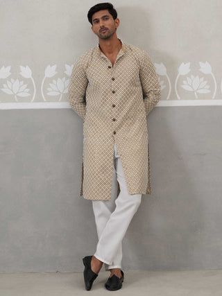Sequin Chikankari Front Open Kurta With Pyjamas