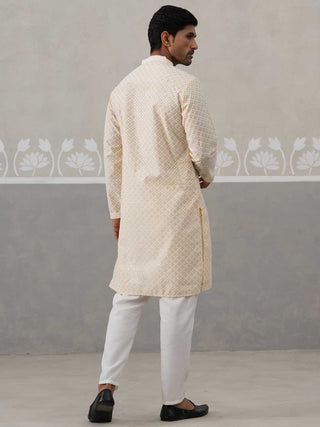 Sequin Chikankari Front Open Kurta With Pyjamas