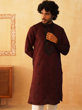 Sequins Embroidered Kurta Pyjama Set for Men