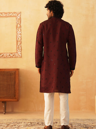 Sequins Embroidered Kurta Pyjama Set for Men