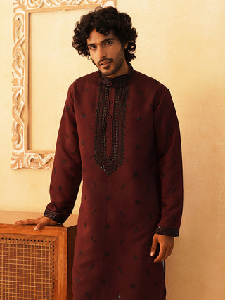 Sequins Embroidered Kurta Pyjama Set for Men