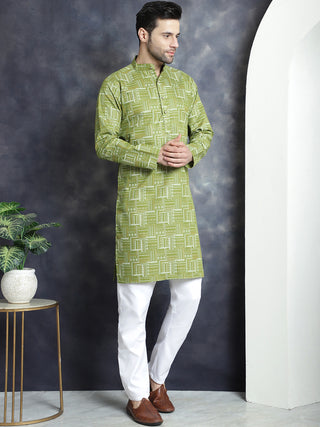 Men's Printed Kurta with Churidar