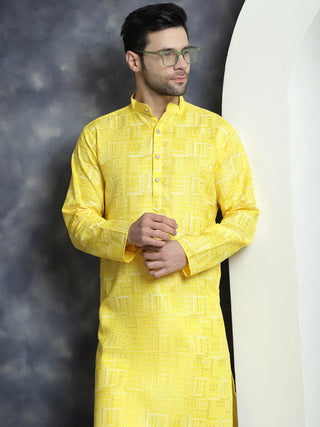 Men's Printed Kurta with Churidar