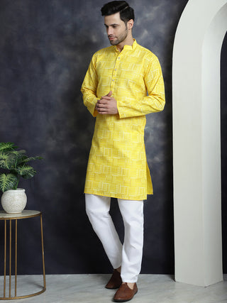 Men's Printed Kurta with Churidar