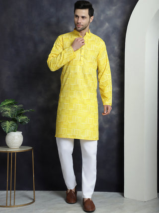 Men's Printed Kurta with Churidar