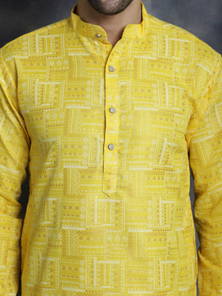 Men's Printed Kurta with Churidar