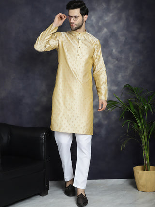 Woven Design Silk Blend Kurta with Pyjama