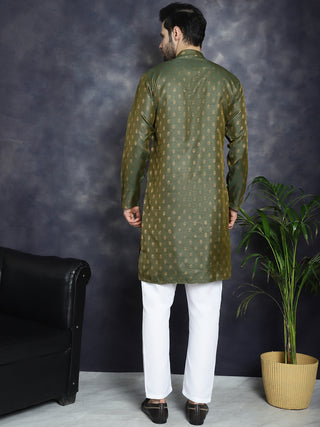 Woven Design Silk Blend Kurta with Pyjama