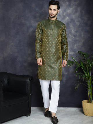 Woven Design Silk Blend Kurta with Pyjama