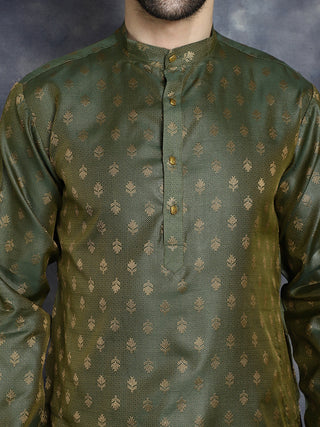 Woven Design Silk Blend Kurta with Pyjama