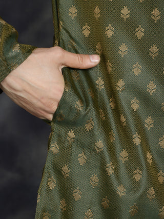 Woven Design Silk Blend Kurta with Pyjama