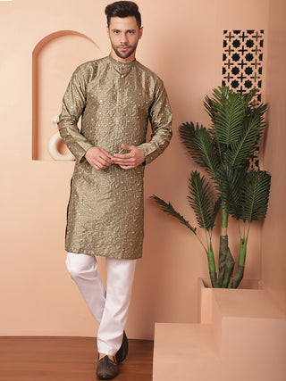 Men's Embroidered Mirror Work Kurta Payjama Sets