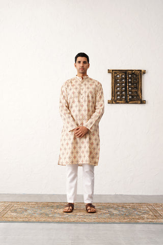 Golden Foil Printed Kurta with Pyjama