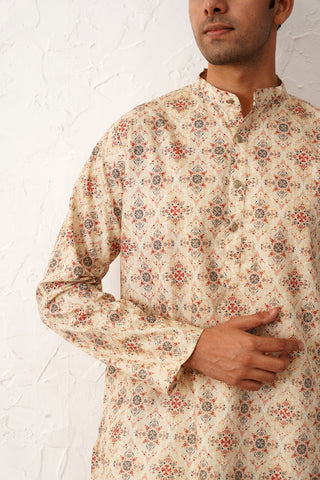 Golden Foil Printed Kurta with Pyjama