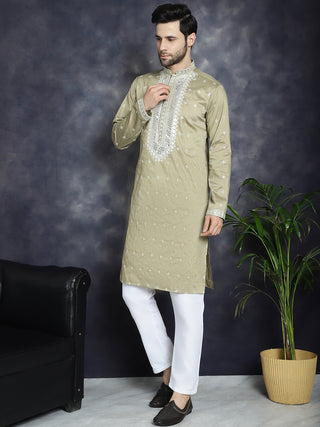 Men's Sequins Embroidered Kurta Pyjama Set