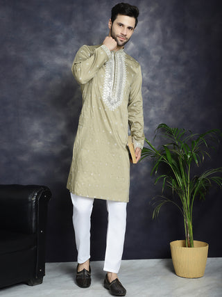 Men's Sequins Embroidered Kurta Pyjama Set