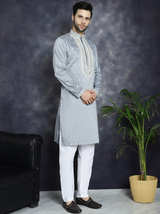 Men's Sequins Embroidered Kurta Pyjama Set