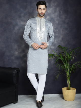 Men's Sequins Embroidered Kurta Pyjama Set