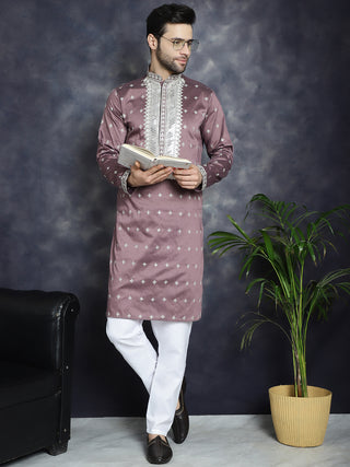 Men's Sequins Embroidered Kurta Pyjama Set