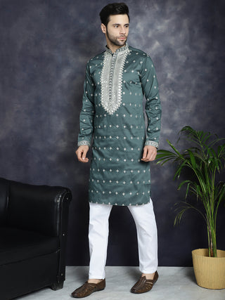 Men's Sequins Embroidered Kurta Pyjama Set