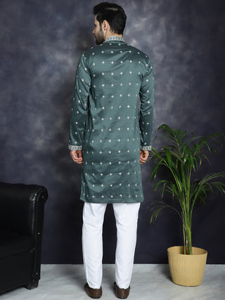 Men's Sequins Embroidered Kurta Pyjama Set