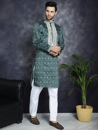 Men's Sequins Embroidered Kurta Pyjama Set