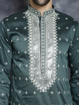 Men's Sequins Embroidered Kurta Pyjama Set