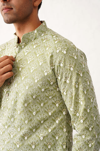 Chikankari Pure Cotton Kurta with Pyjama