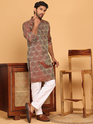 Men's Silk Blend Straight Kurta Pyjama Set