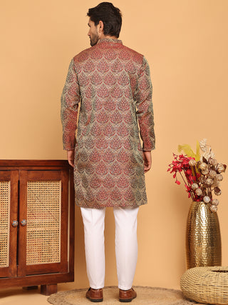 Men's Silk Blend Straight Kurta Pyjama Set