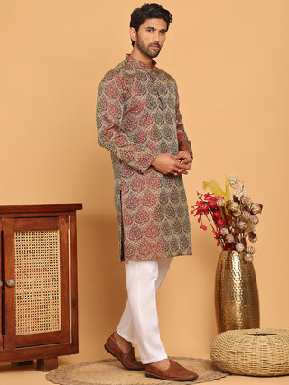 Men's Silk Blend Straight Kurta Pyjama Set