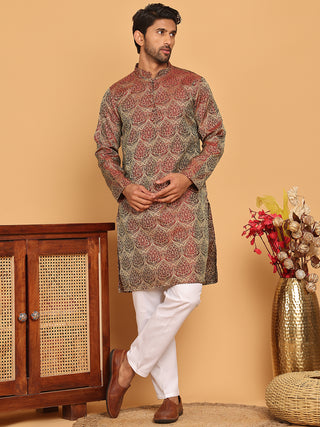 Men's Silk Blend Straight Kurta Pyjama Set