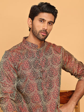 Men's Silk Blend Straight Kurta Pyjama Set
